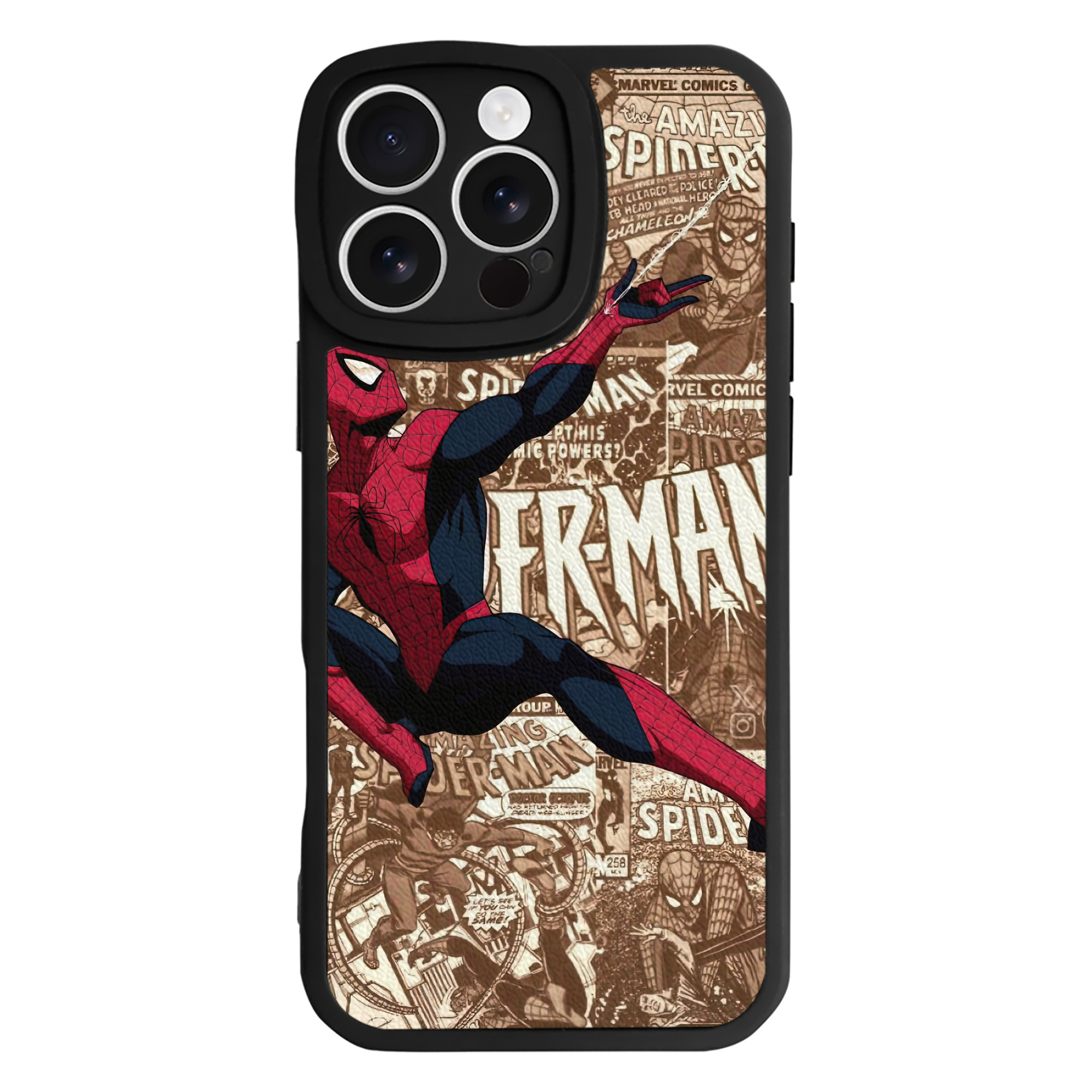 （画像用） Spider Man スパイダーマン 【iPhone 16シリーズ対応】シリコンスマホケース（レザー調） 材質：シリコン